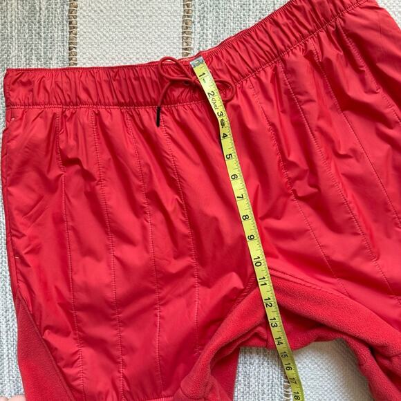 Nike Women’s Swoosh Loose Fit Red Orange Plush Fleece Barrel Leg Pants Size XL - Picture 7 of 12